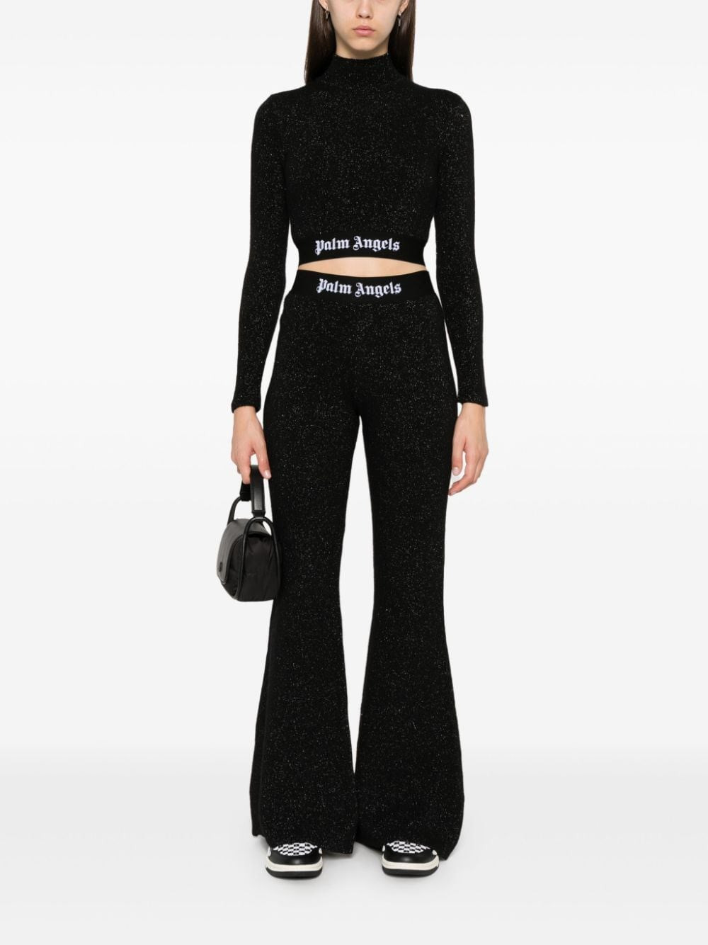 Logo lurex flared trousers - 5