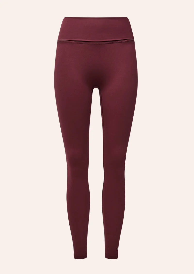 FOLD OVER FULL LENGTH LEGGING IN BURGUNDY - 1