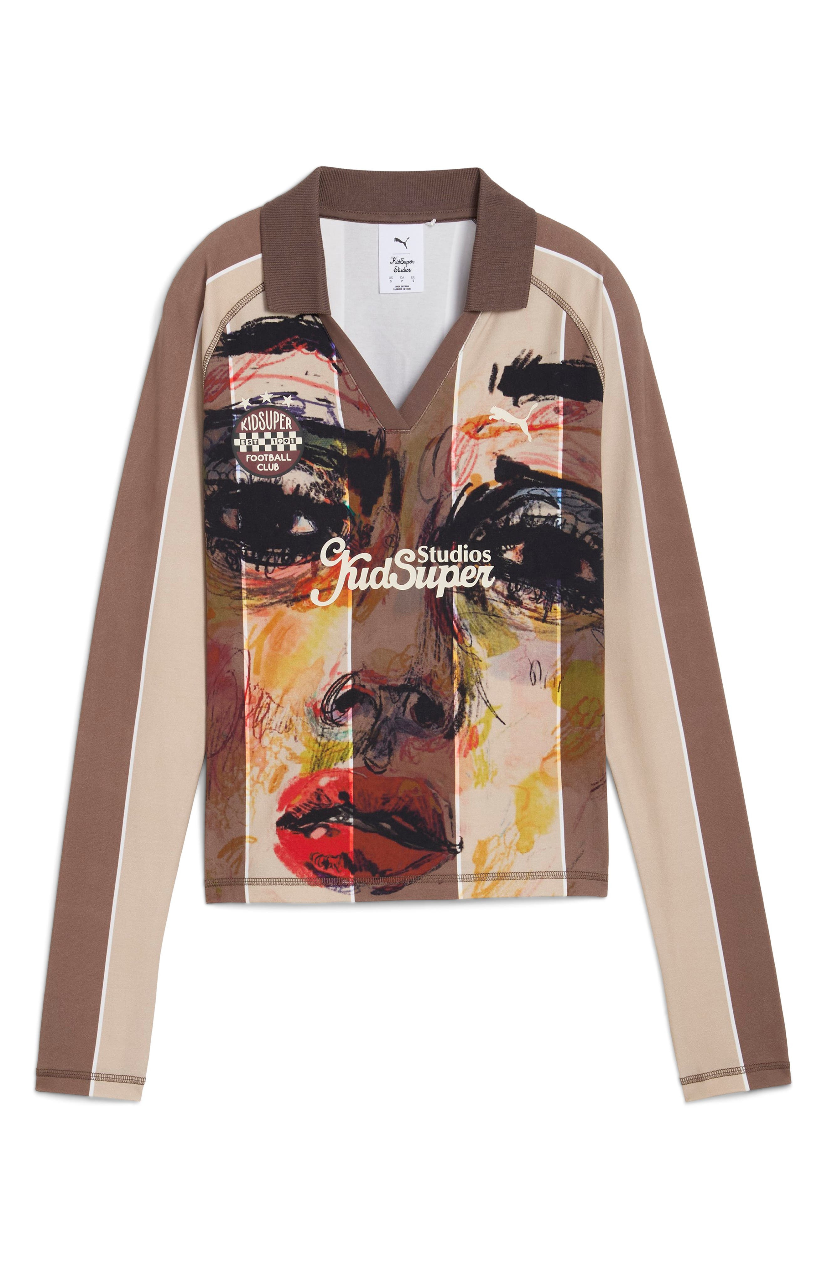 PUMA x KidSuper Long Sleeve Cotton Goalie Jersey in Flat Bronze at Nordstrom - 5