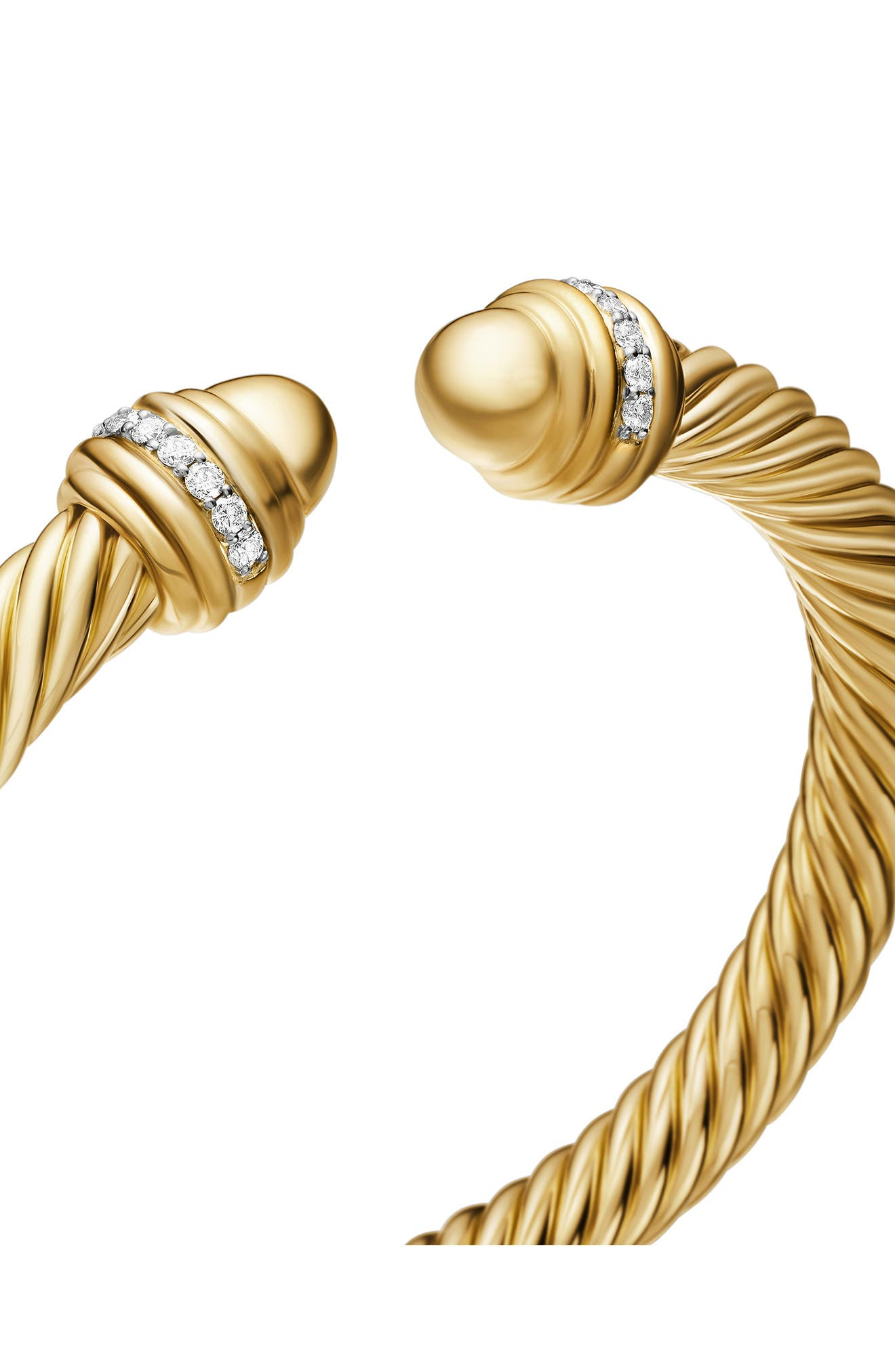 David Yurman Classic Cablespira® Bracelet in 18K Yellow Gold with Diamonds, 7mm in Yellow Gold/Diamo - 7