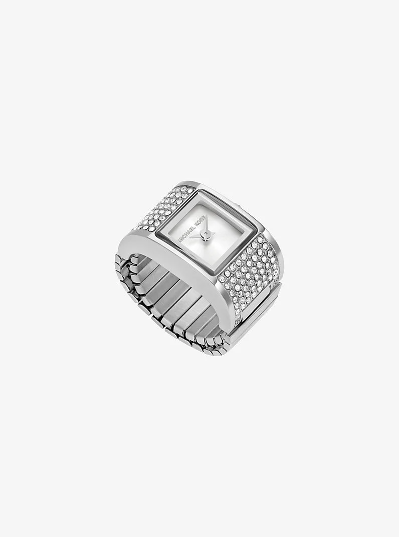 Darrington Pavé Silver-Tone Ring Watch - 1