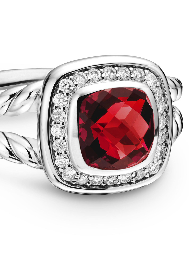 Women's Petite Albion Ring With Pavé Diamonds - Garnet 5