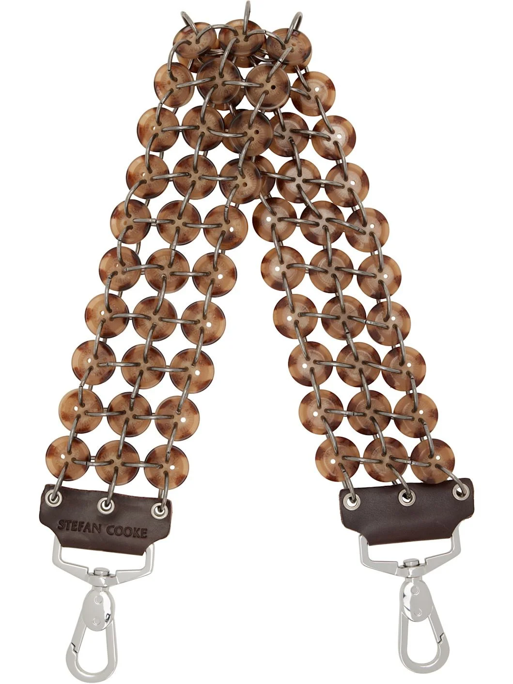 Brown Short Button Bag Strap - 1