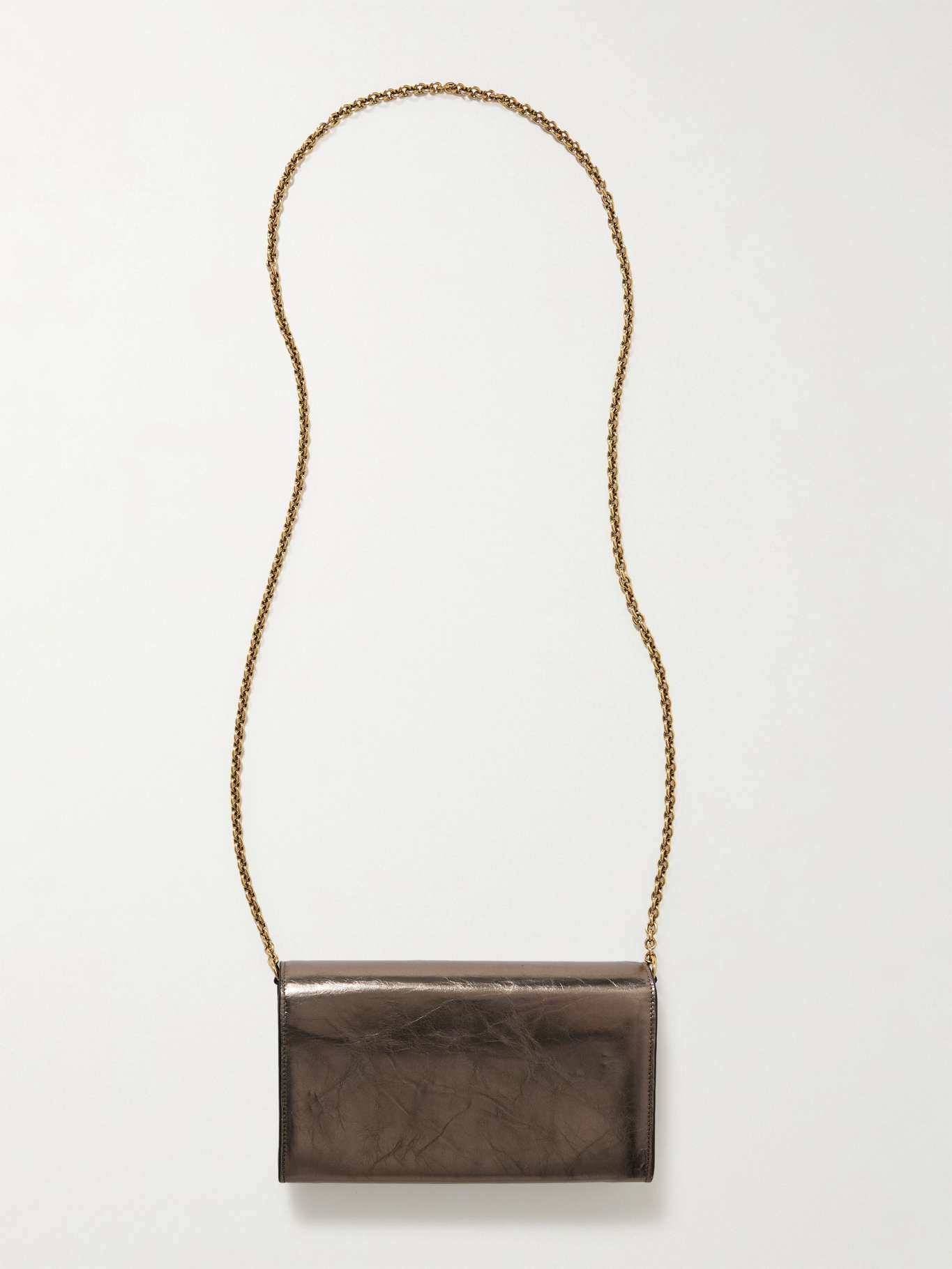 Iconic embellished metallic textured-leather shoulder bag Metallic - 3