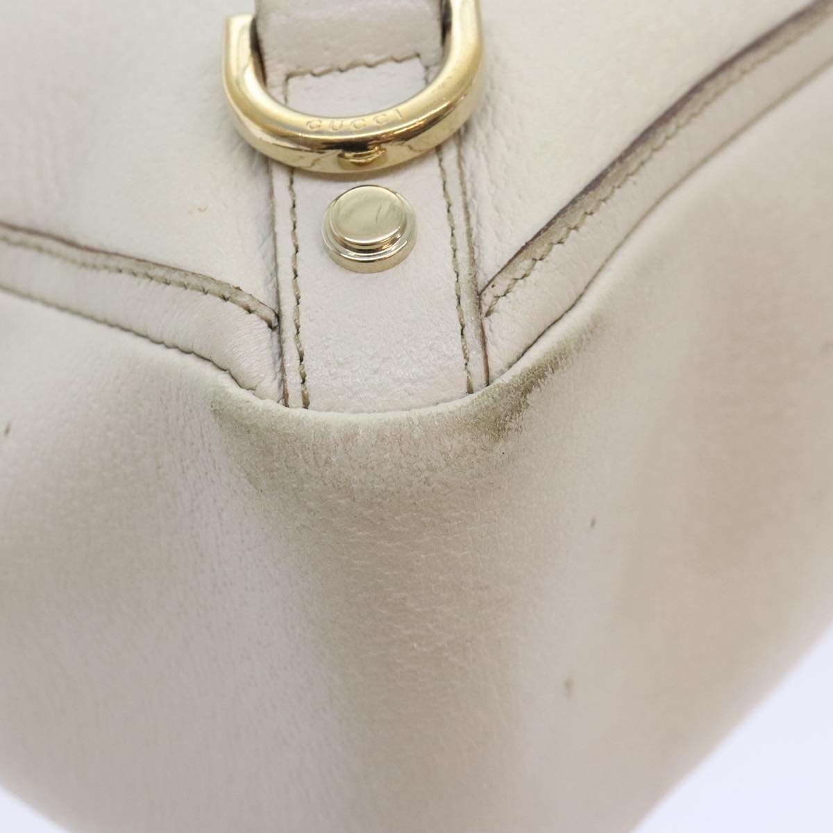GUCCI Tote Bag Leather White Gold - 11