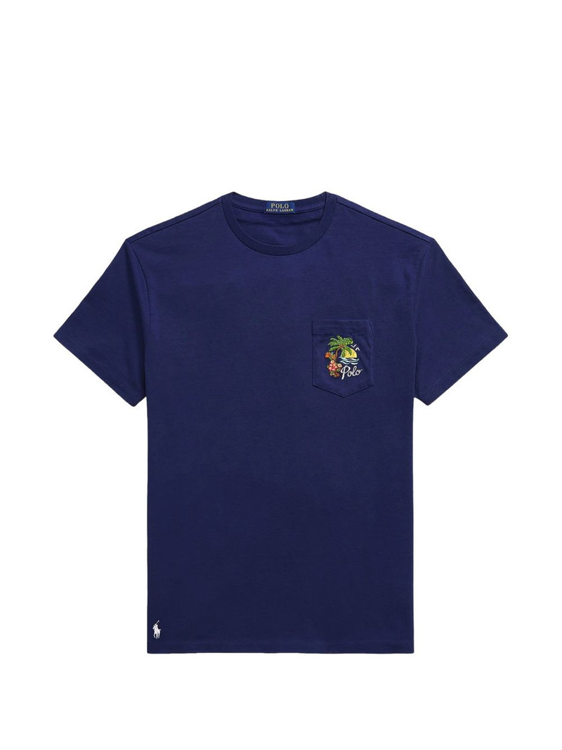 logo-embroidered pocket T-shirt 1