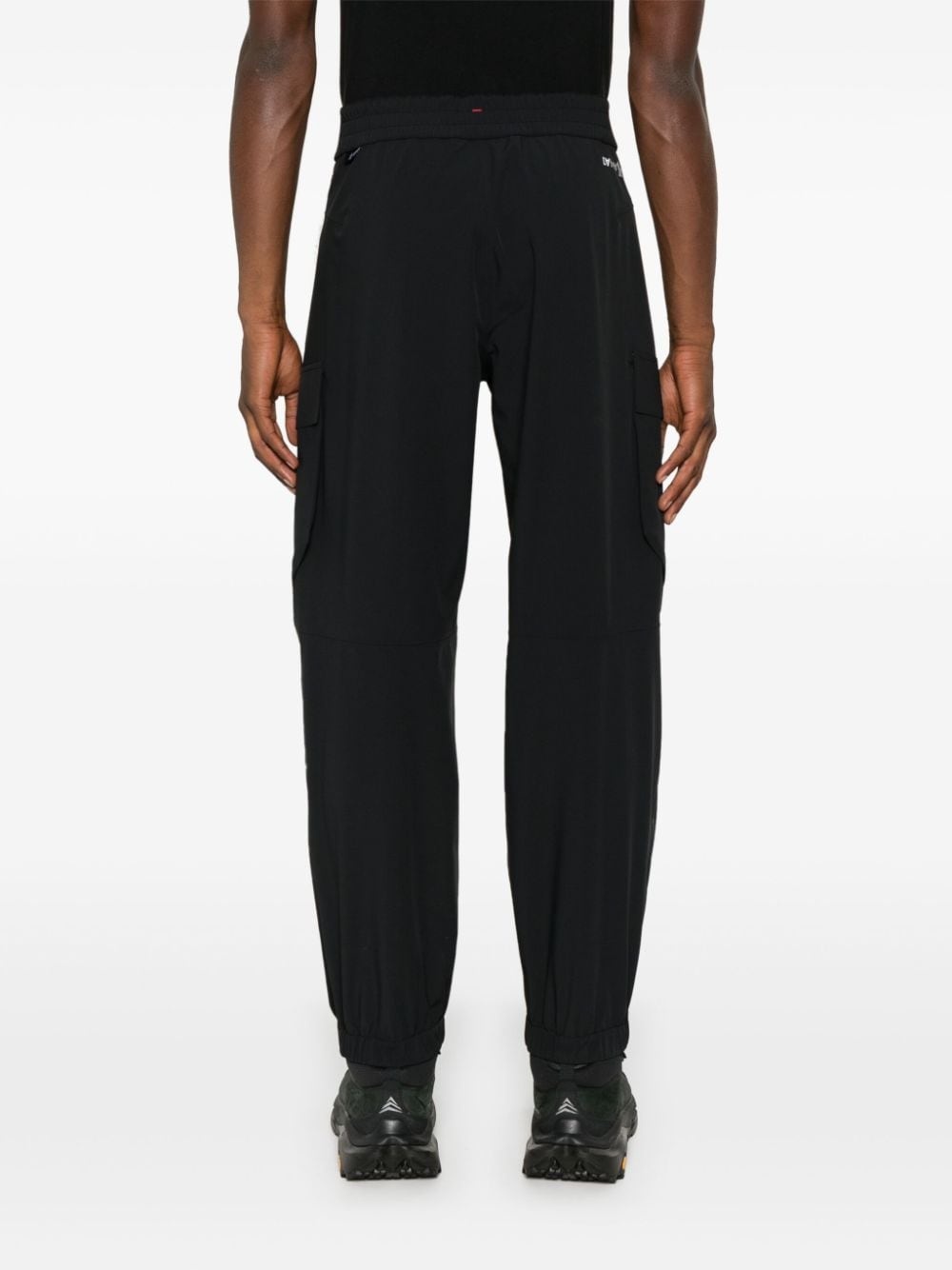 logo-lettering tapered trousers - 4