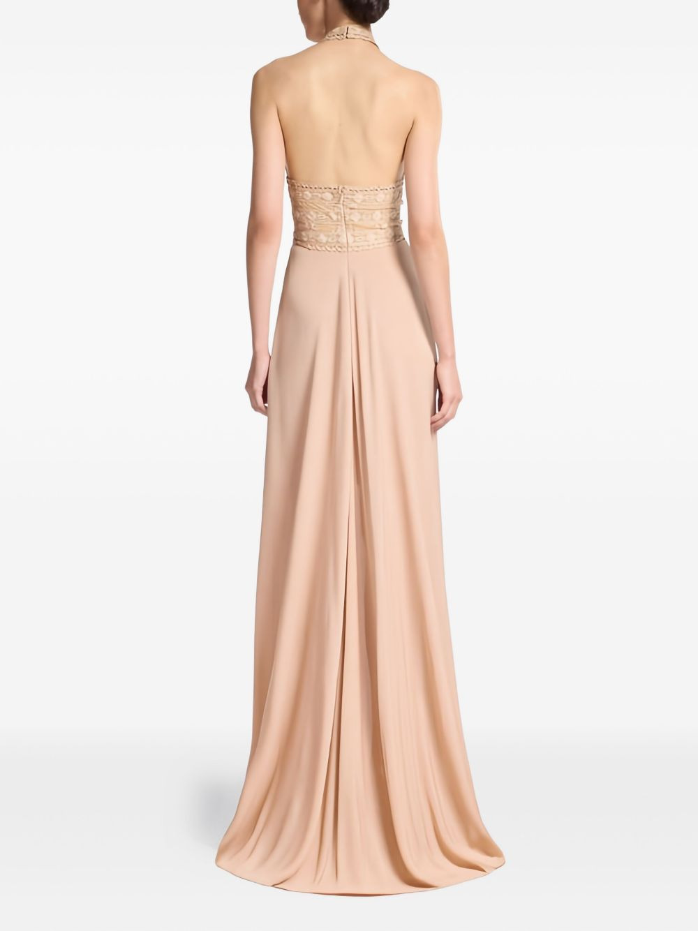 lace-insert halter neck dress - 2