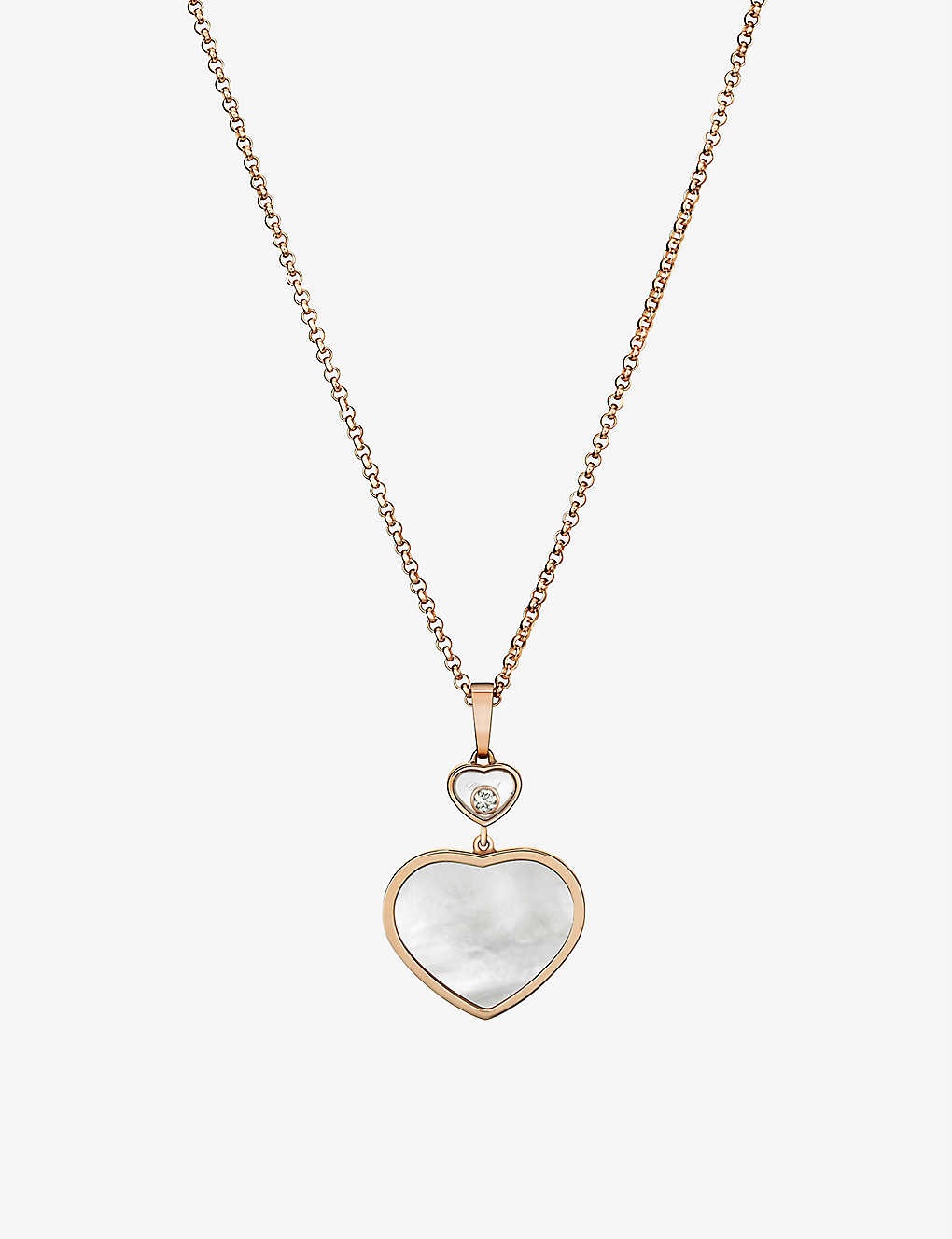 Happy Hearts 18ct rose-gold, 0.05ct diamond and mother-of-pearl pendant - 1