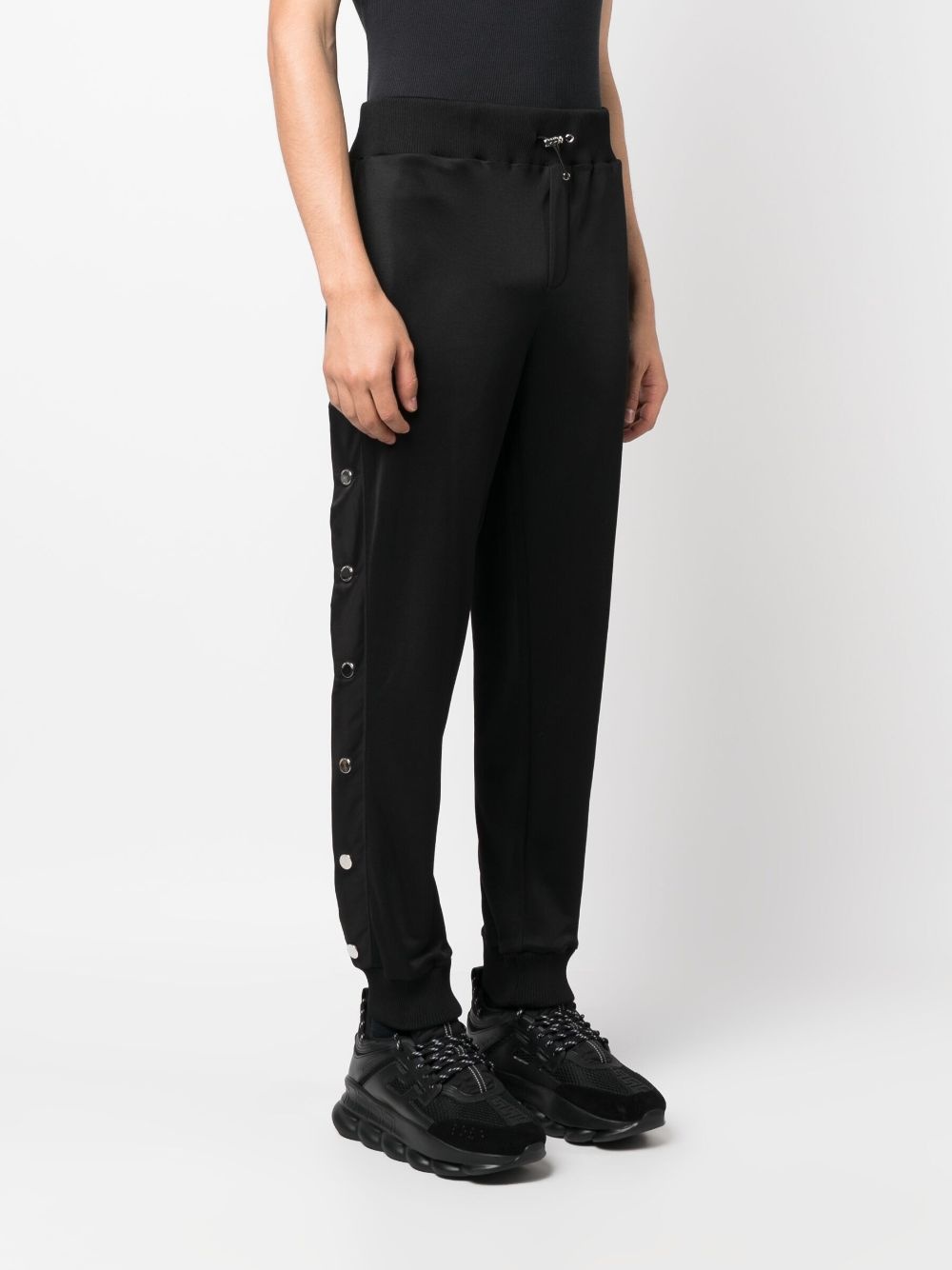 engraved-buttons drawstring track pants - 3