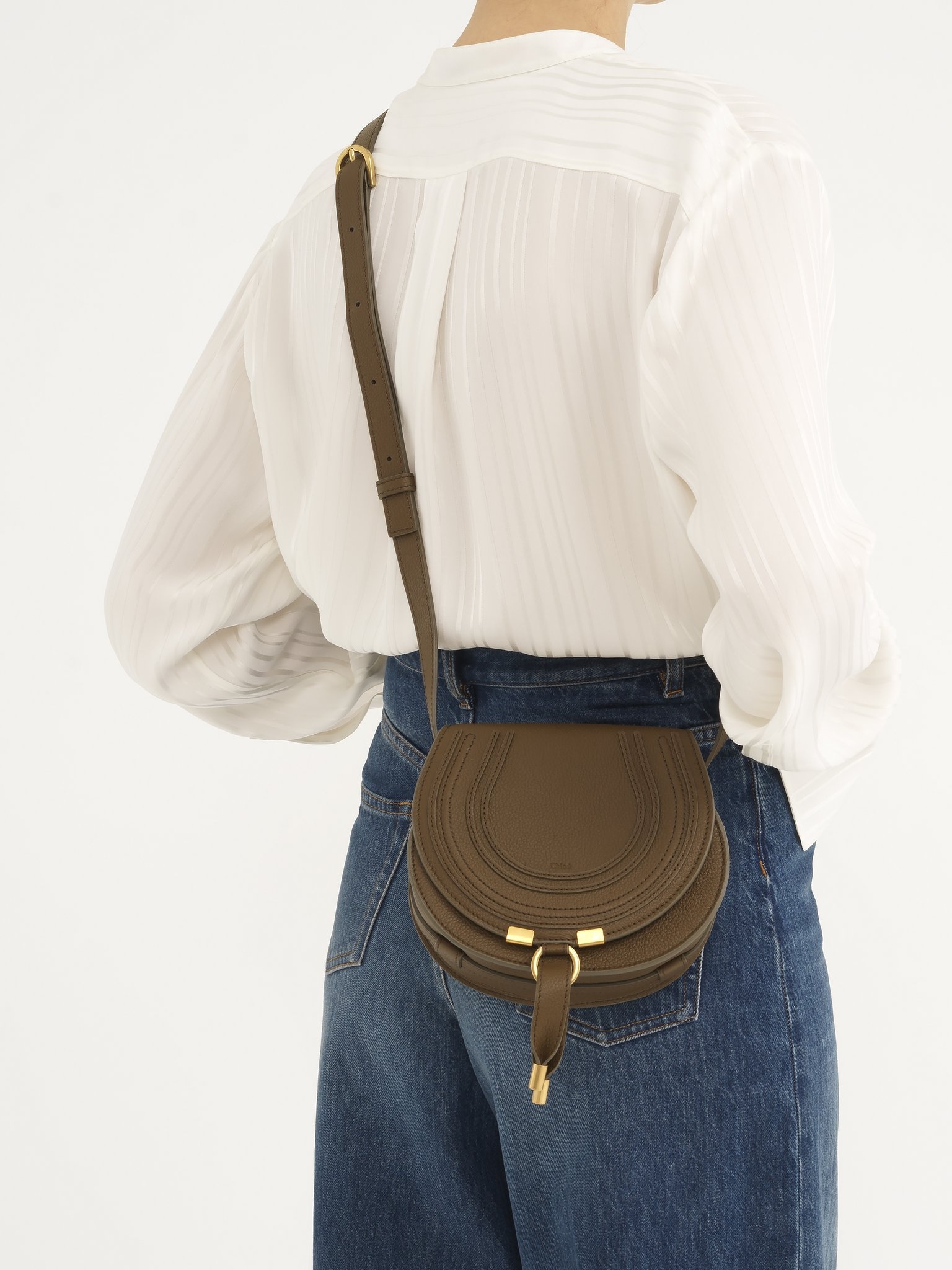 SMALL MARCIE SADDLE BAG IN GRAINED LEATHER - 7