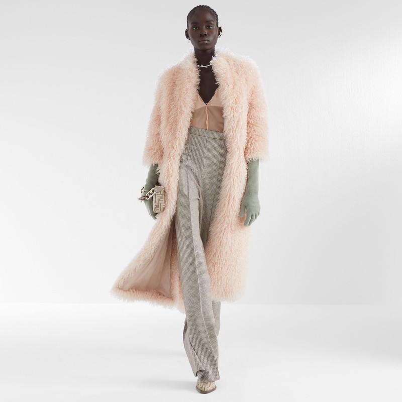 FENDI Pale pink mohair coat outlook