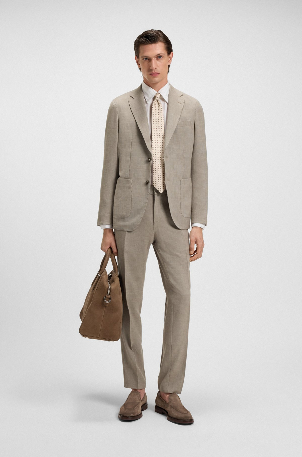 SLIM-FIT PANTS IN MICRO-PATTERNED WOOL - 3