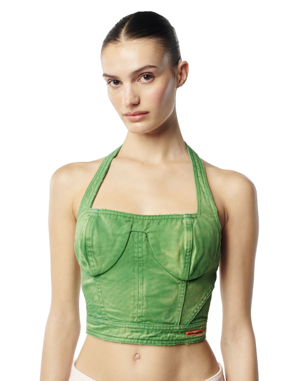 Distressed Canvas Corset Bra - 5