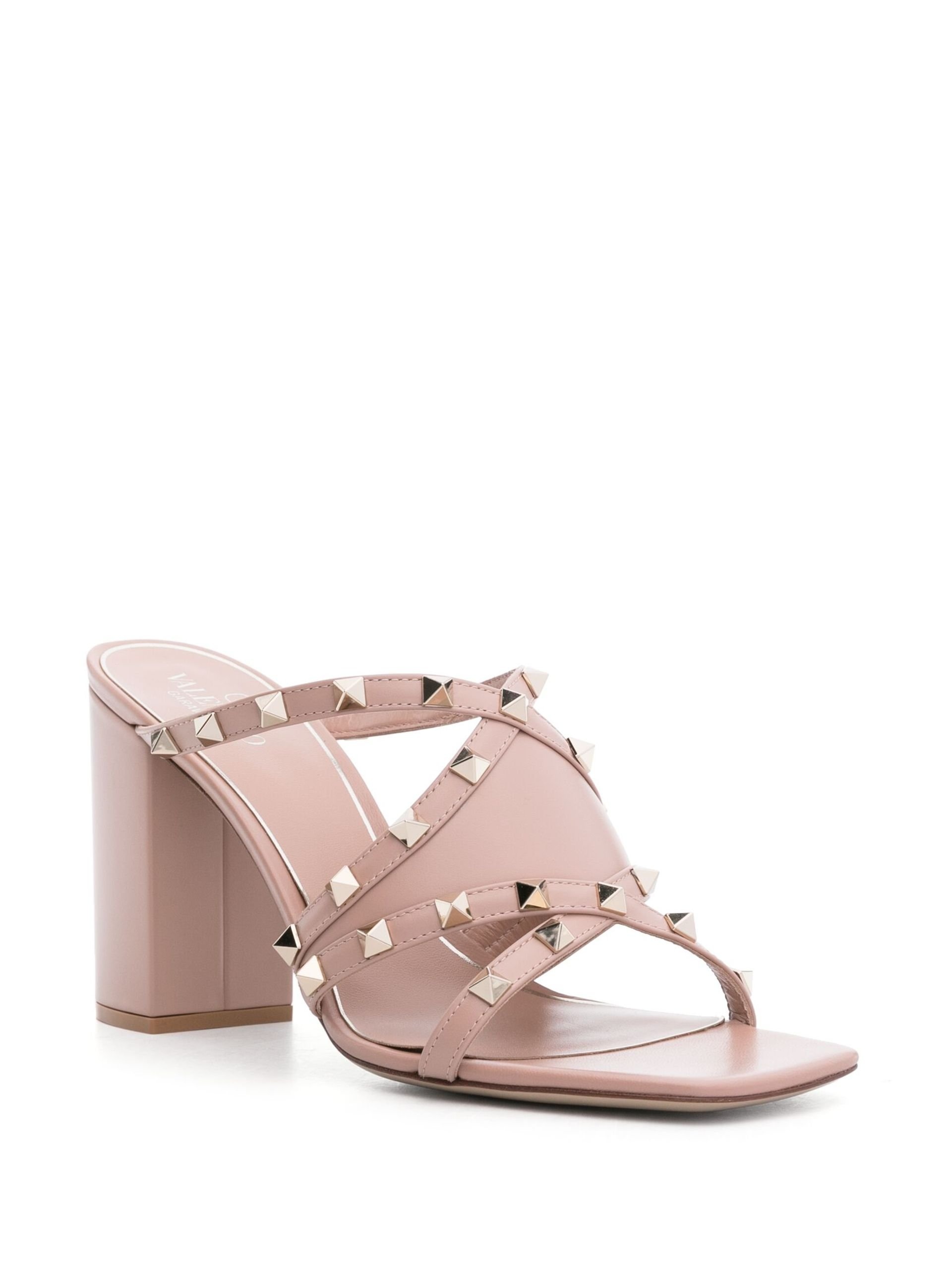 Pink Rockstud 90 Leather Mandals - 2