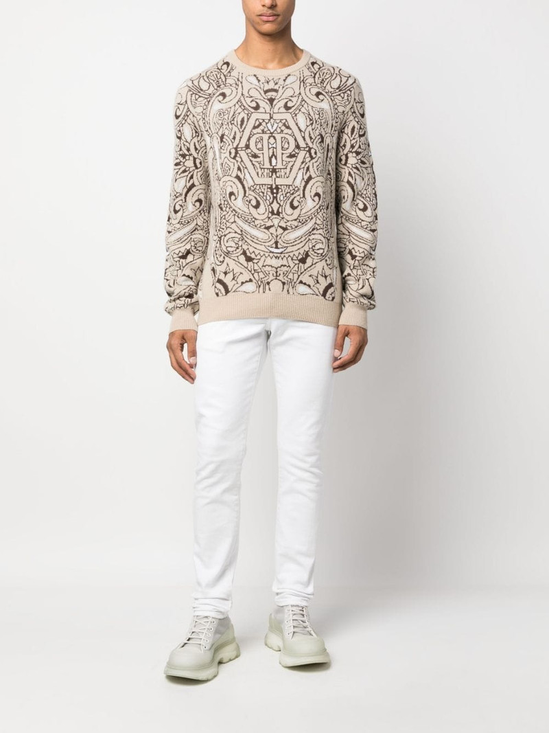 PHILIPP PLEIN paisley-print cashmere-silk jumper outlook