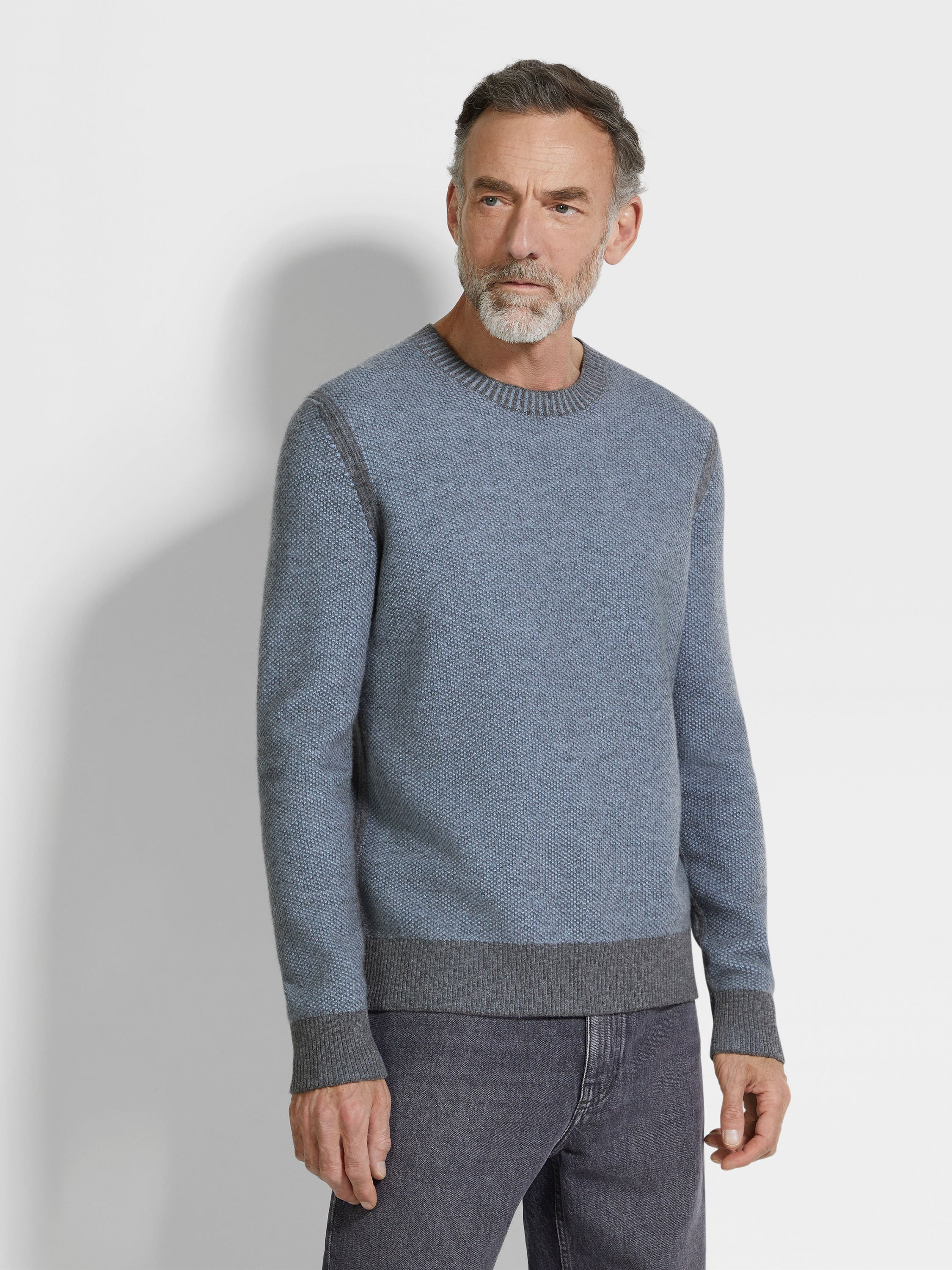 LIGHT BLUE OASI CASHMERE CREWNECK - 4