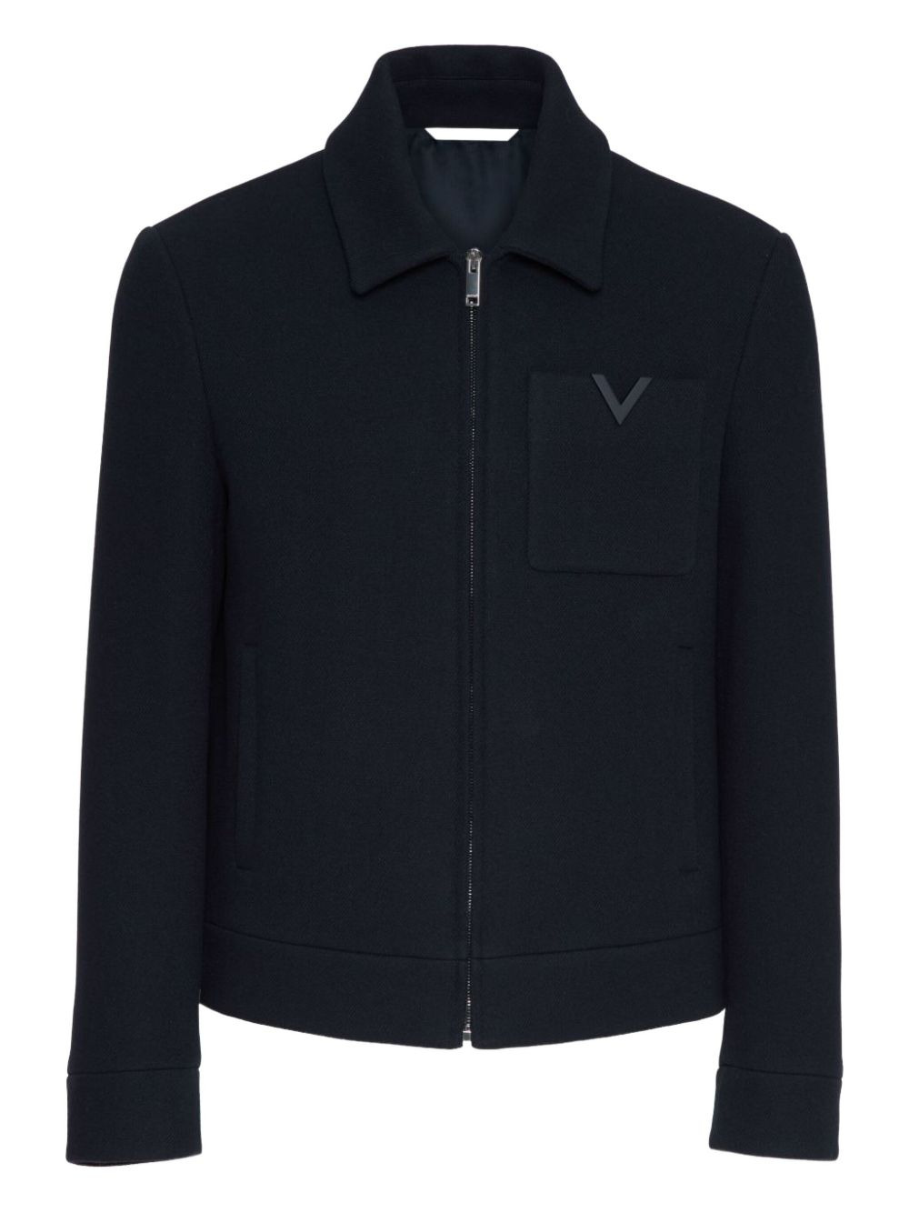 logo-appliquÃ© wool jacket - 1