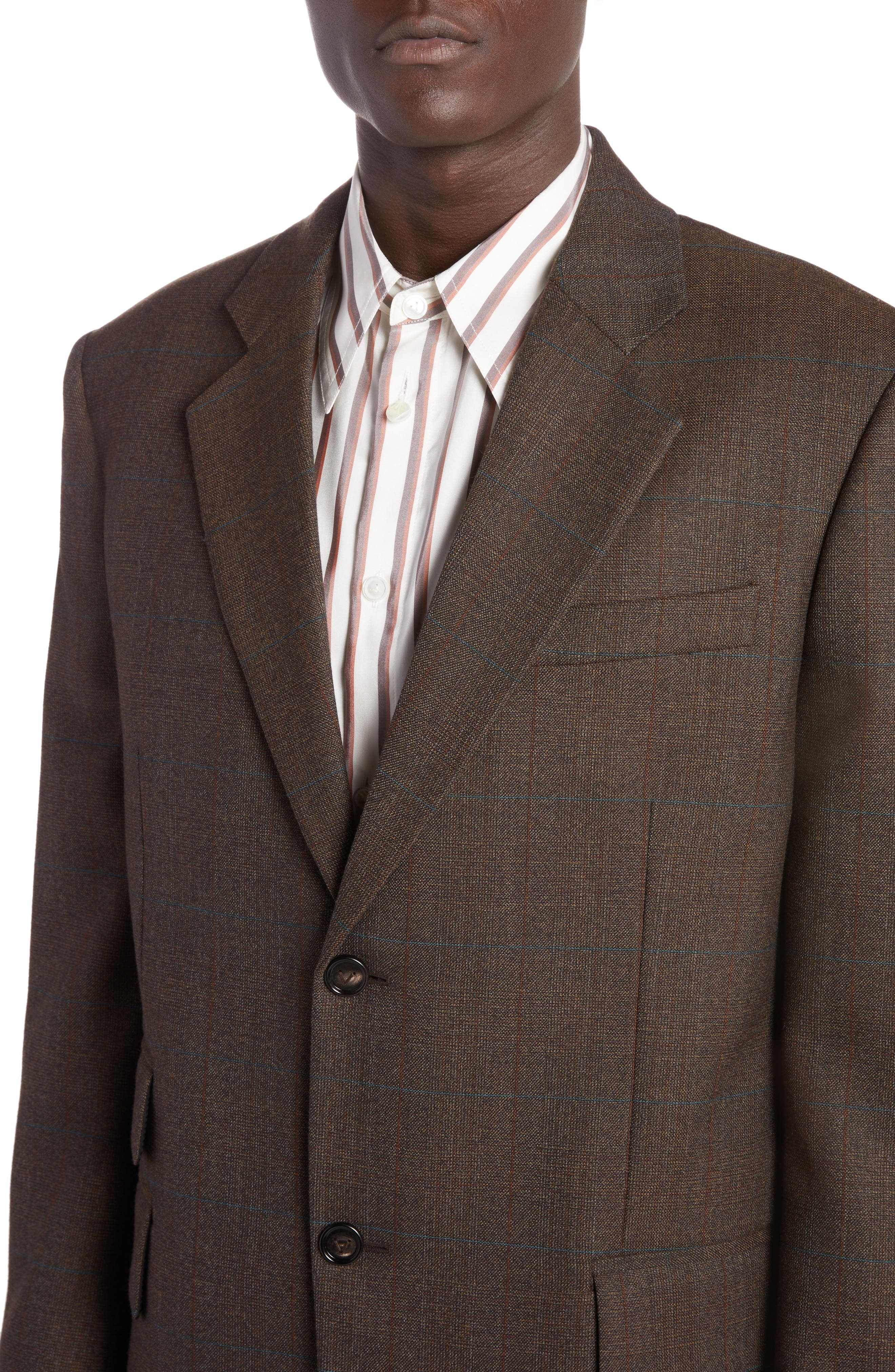 Bottega Veneta Prince of Wales Plaid Wool Sport Coat in 2172 Brown/Red/Blue at Nordstrom - 4