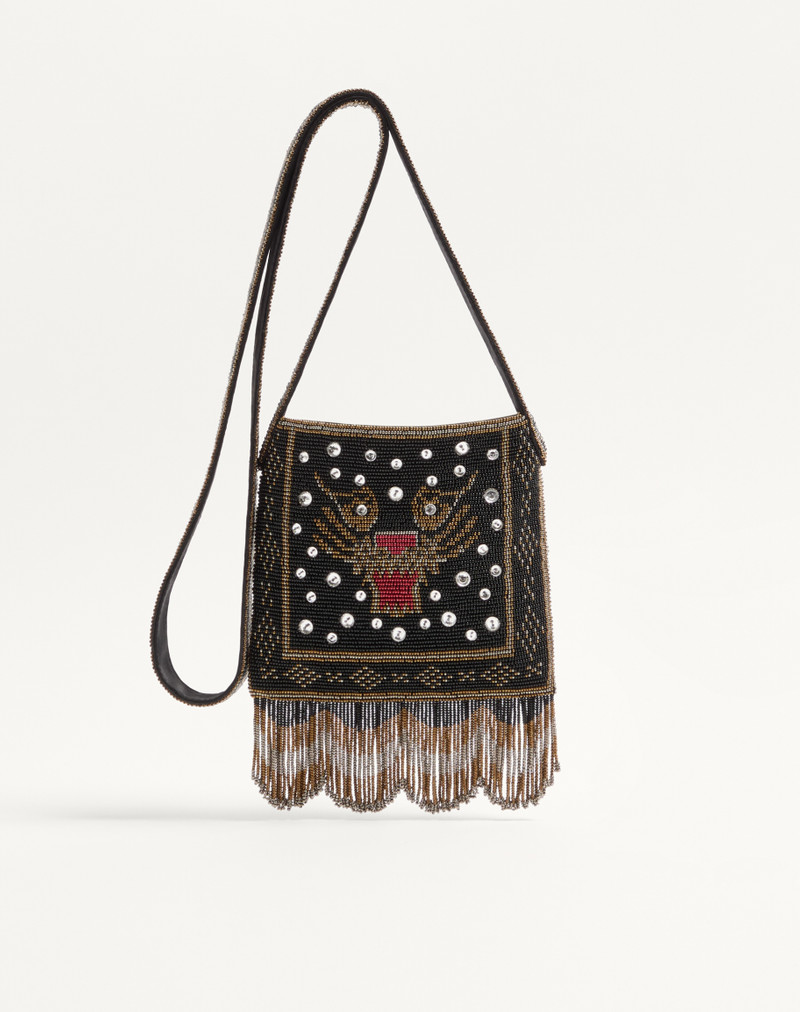VALENTINO GARAVANI NELLCÔTE SMALL EMBROIDERED SHOULDER BAG WITH FRINGES 1