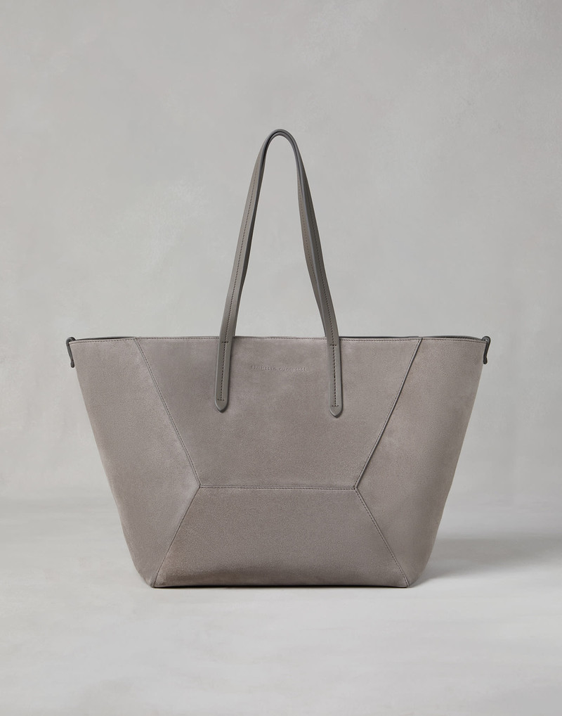 Suede shopper bag with monili 1