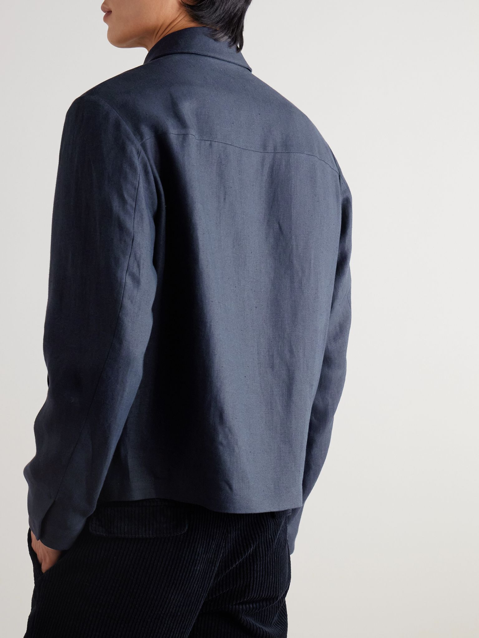 Maurin Linen-Twill Blouson Jacket Navy - 4