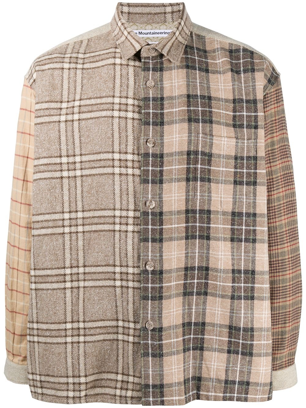 multi-panel design check-print shirt - 1