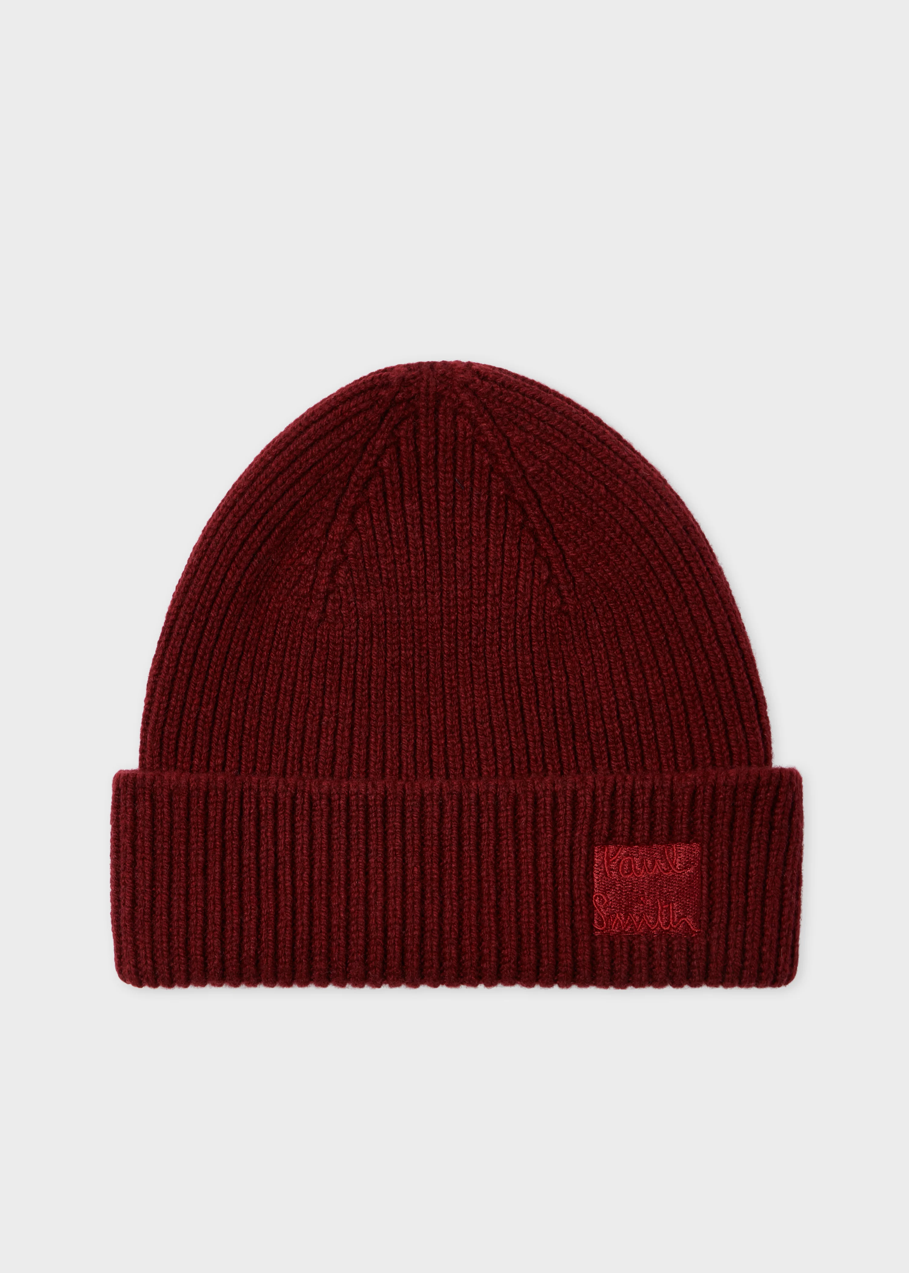 Burgundy Cashmere-Blend Beanie - 1