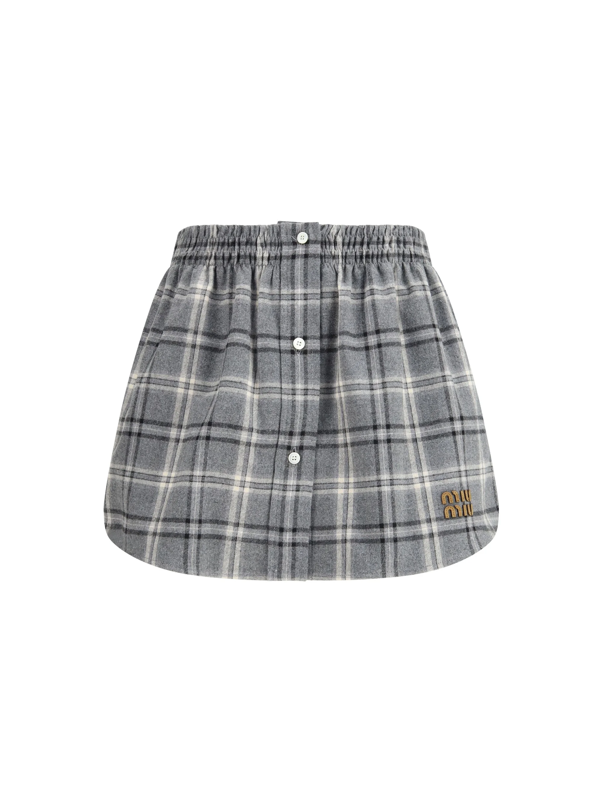 Miu Miu Check Flannel Miniskirt Ardesia - 1