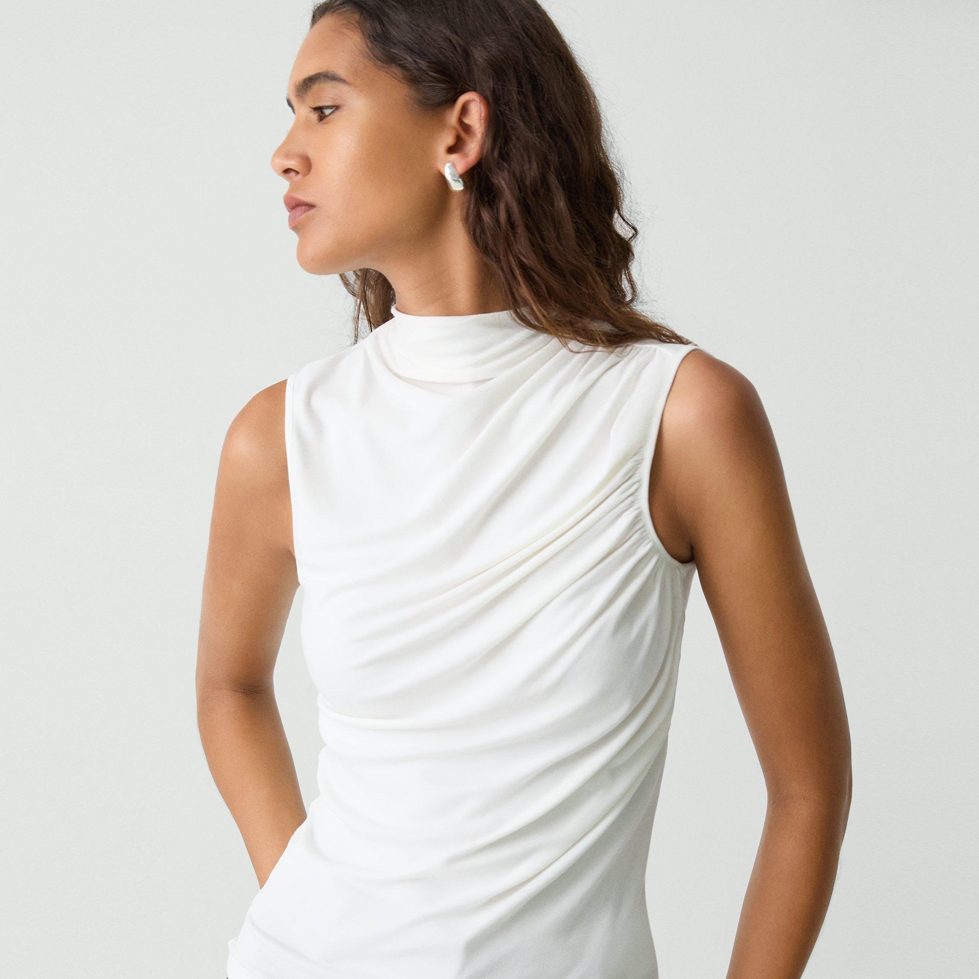 Draped Sleeveless Top in Ribbed Viscose - 5