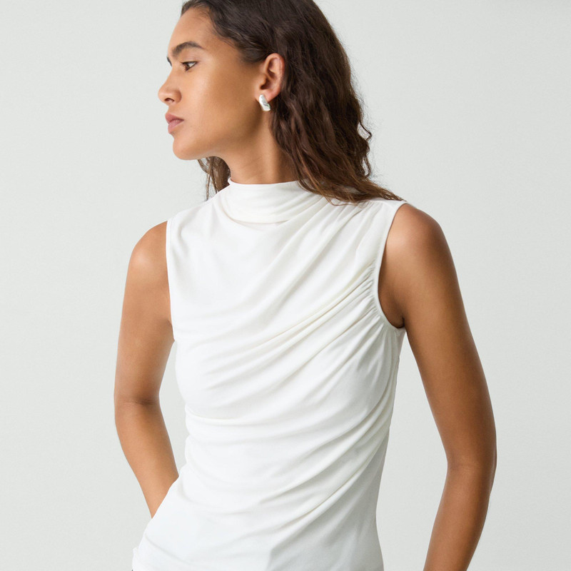 Draped Sleeveless Top in Ribbed Viscose 5