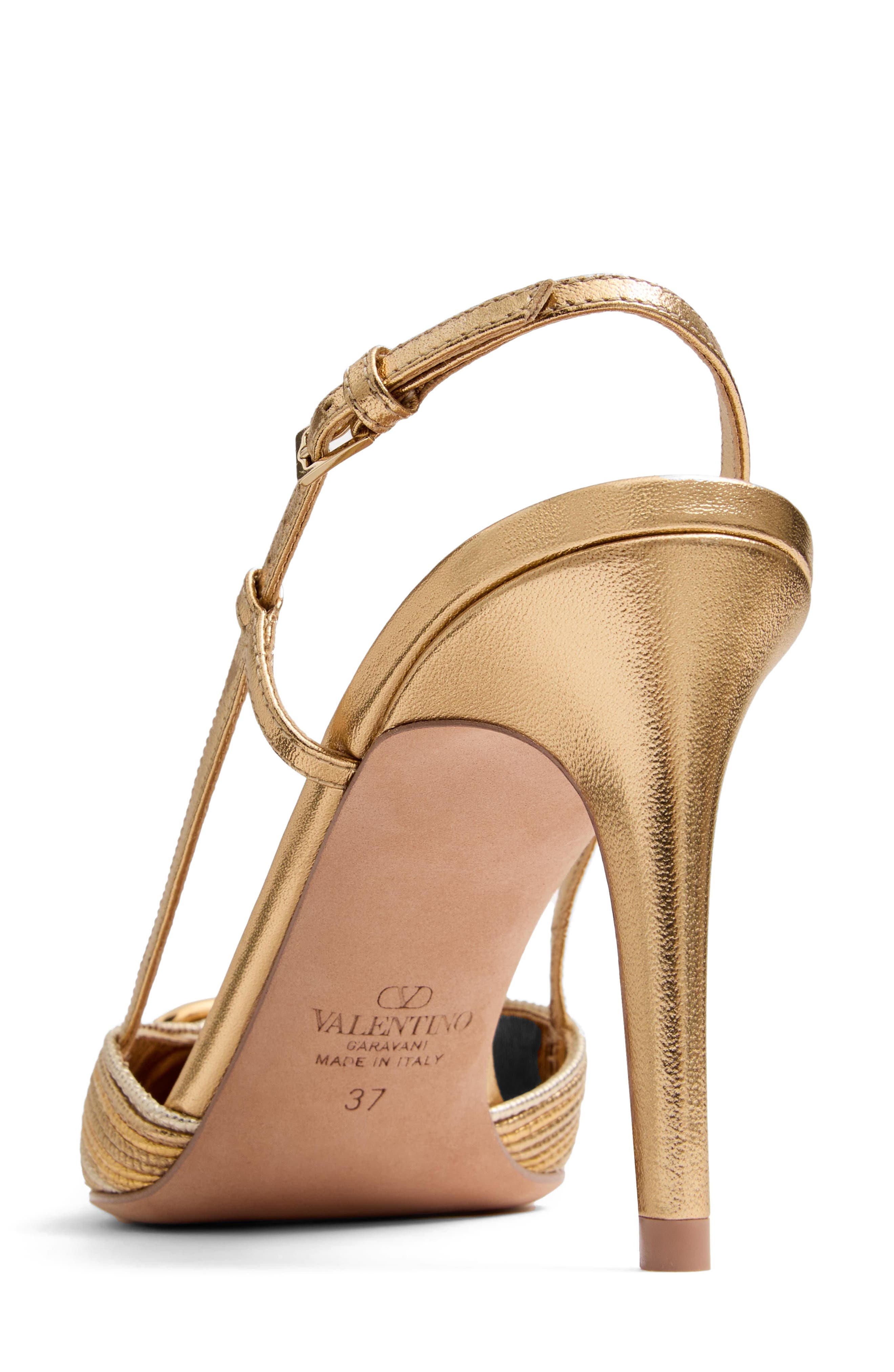 Valentino Garavani VLOGO Signature Metallic Slingback Pump in Gold at Nordstrom - 2