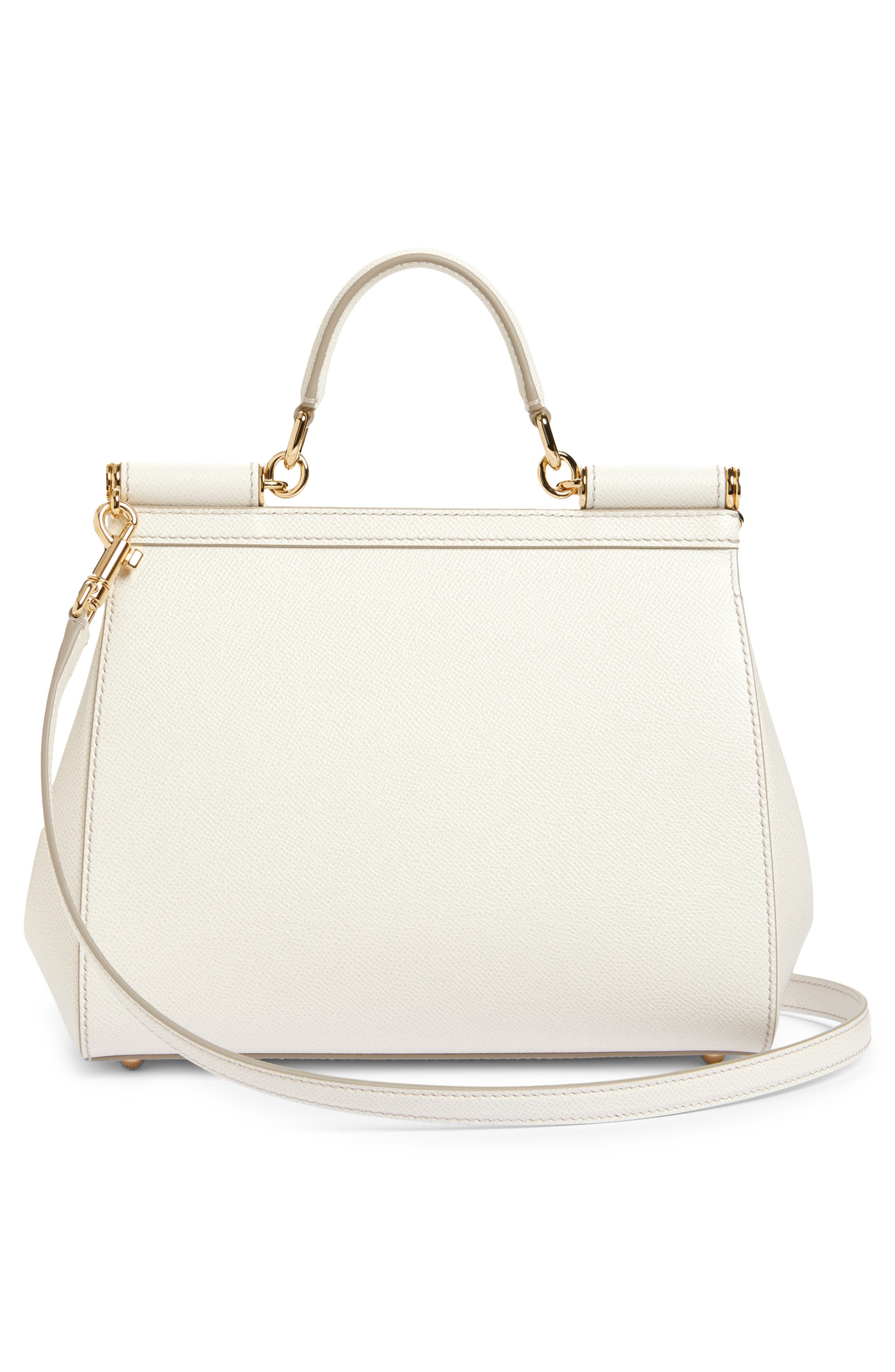 Dolce&Gabbana Sicily Leather Top Handle Bag in 80001 White at Nordstrom - 4