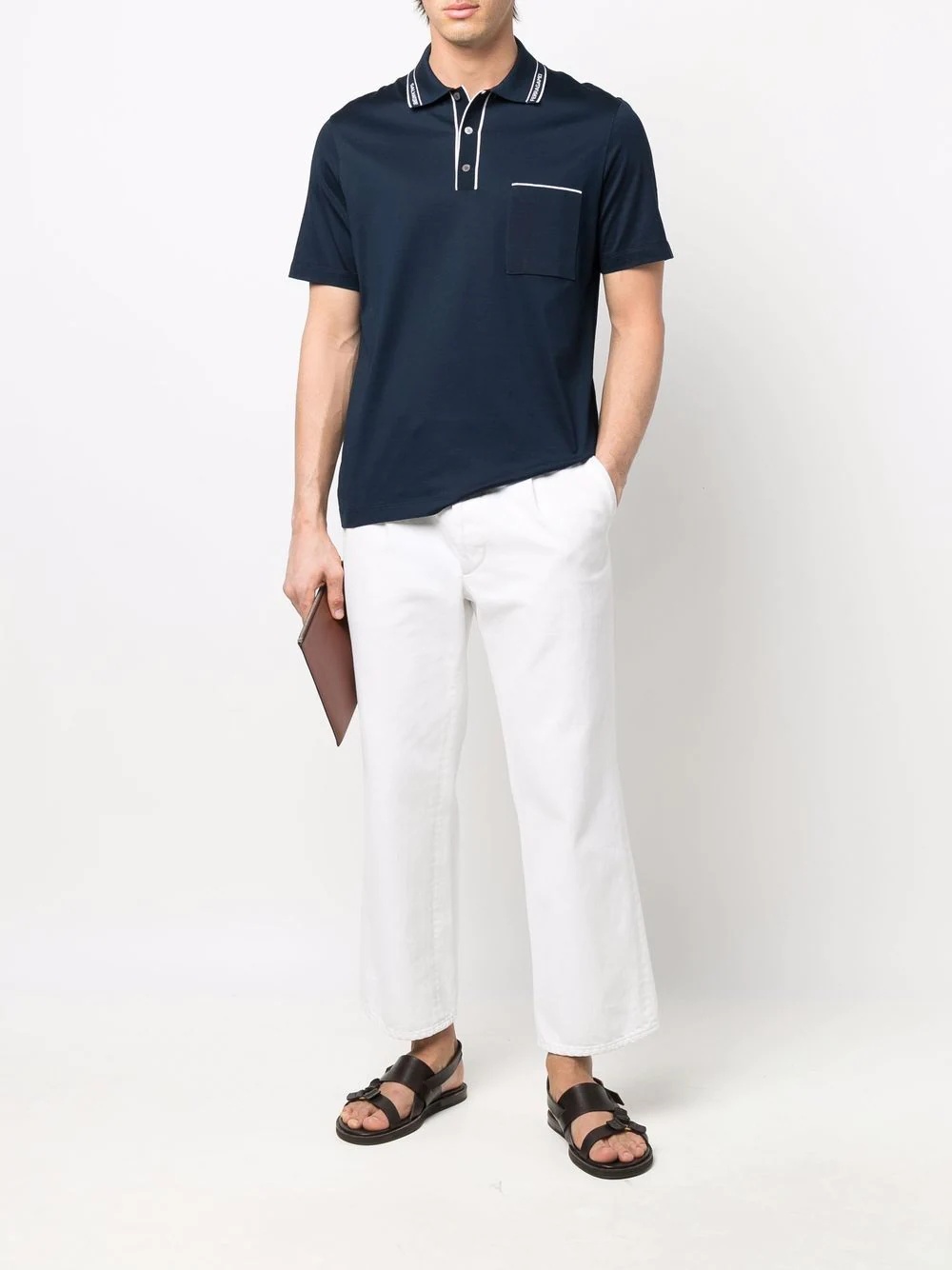 contrast-piped polo shirt - 2