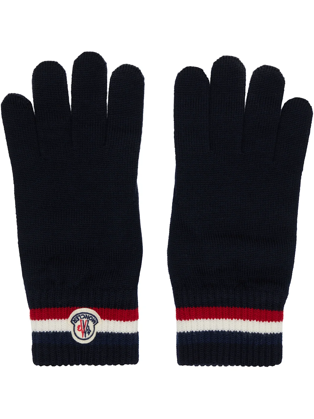 Navy Tricolor Wool Gloves - 1