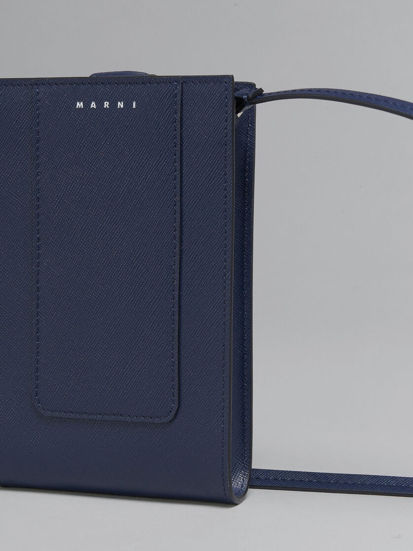 BLUE SAFFIANO LEATHER PHONE CASE - 4