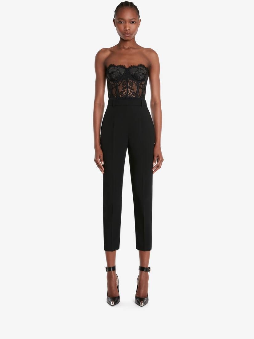 Women's High Waisted Cigarette Trouser in Black - 1