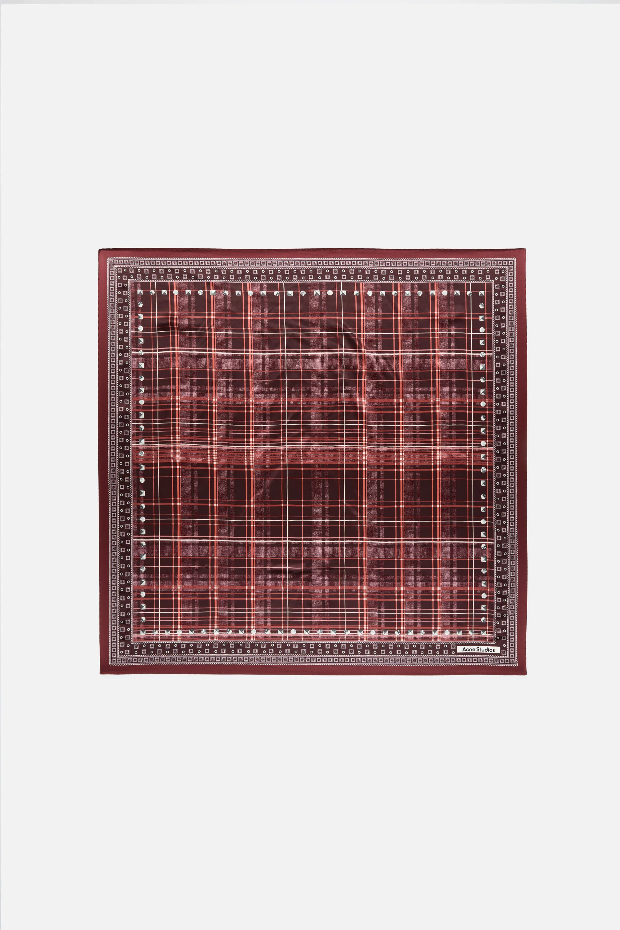 Checkered silk scarf - Burgundy/brown - 1