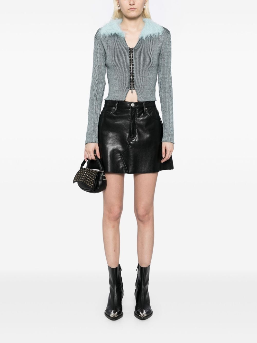 lace up knit cardigan - 2