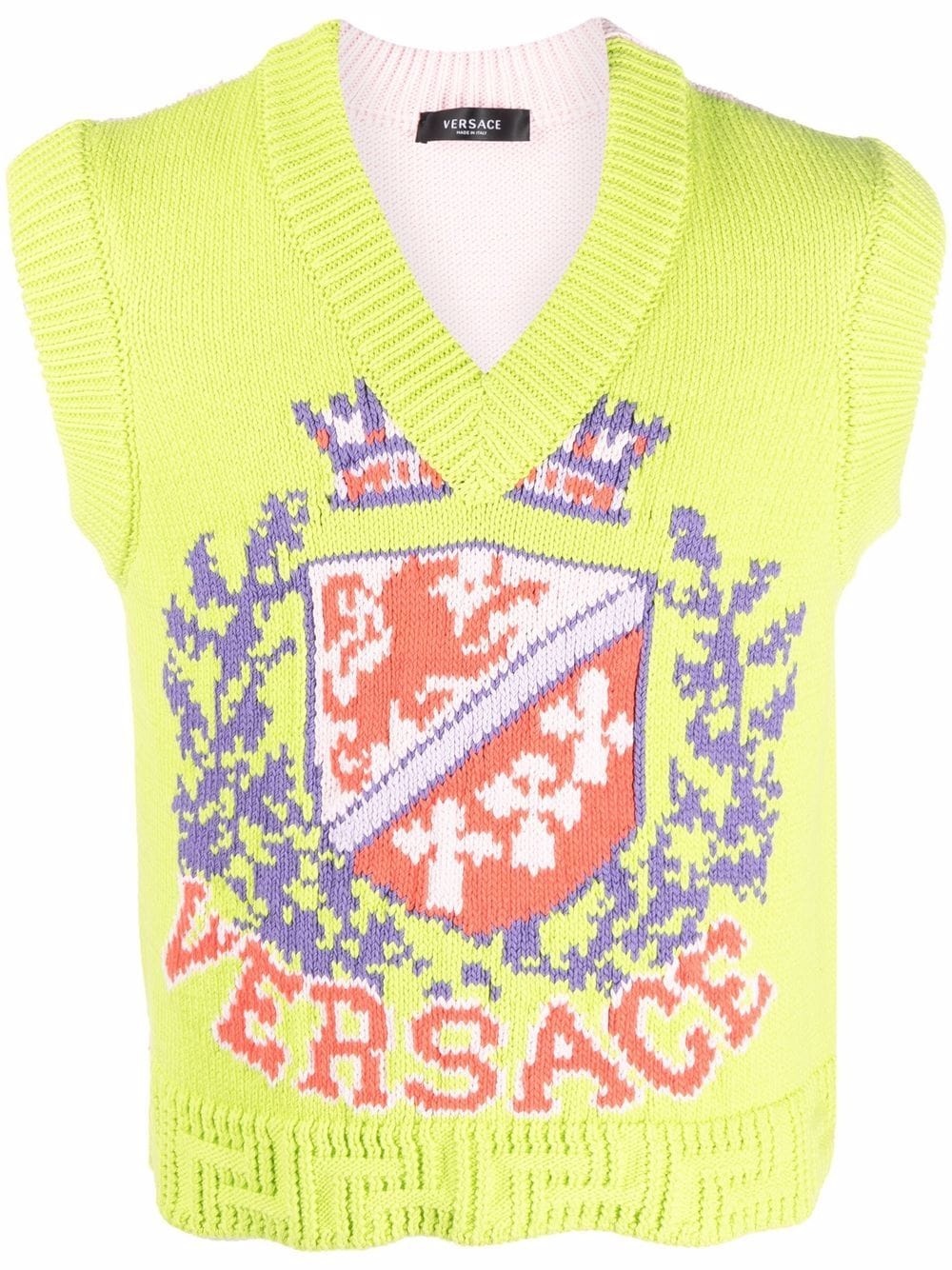 logo-crest knit vest - 1