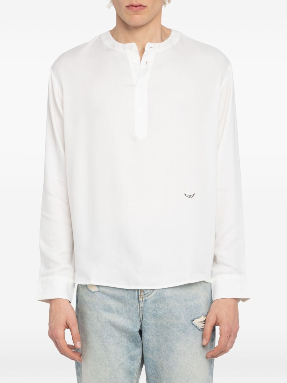 Sora embroidered Henley shirt - 4