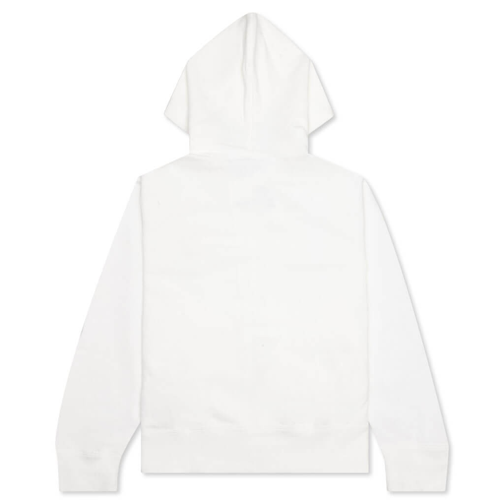 WOMEN'S STACKED HEART HOODED SWEATSHIRT - WHITE - 2