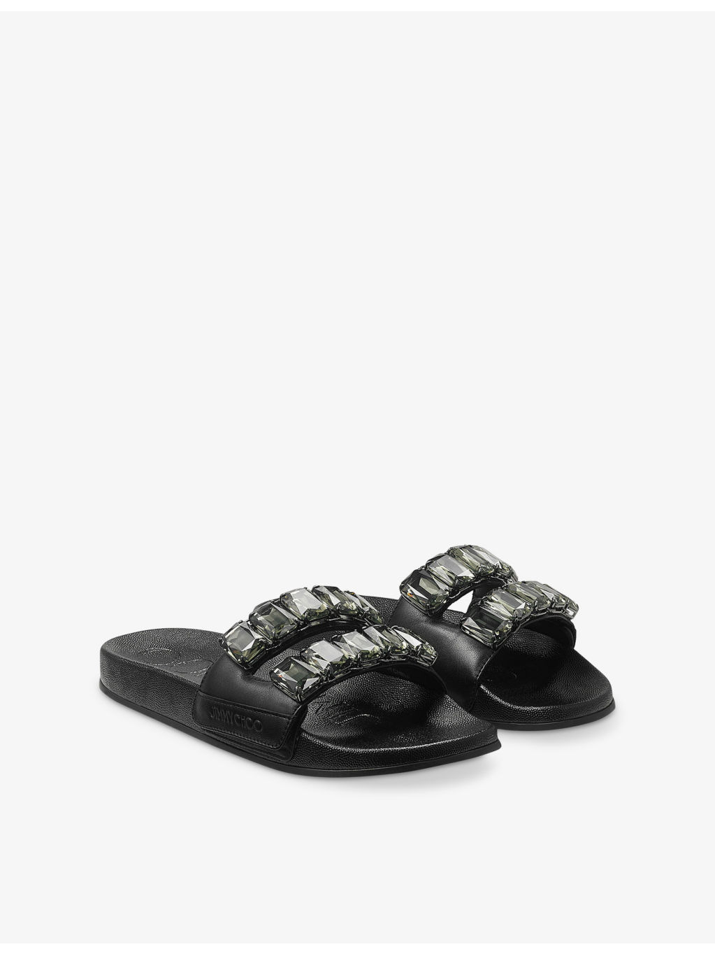 Fitz Crystal-Embellished Strap Leather Sandals - 3