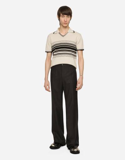 Dolce & Gabbana Stretch flannel straight-leg pants outlook