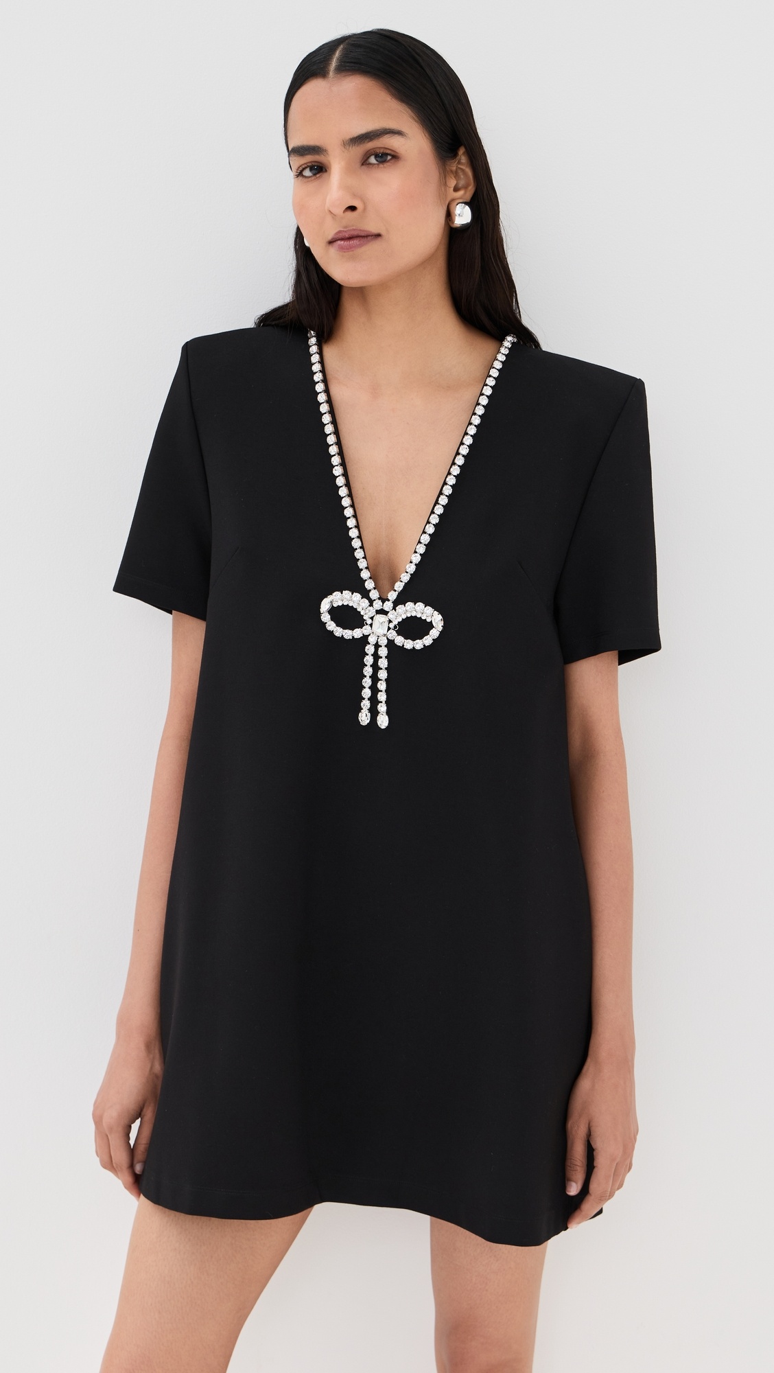 Crystal Bow V-Neck T-Shirt Dress - 6