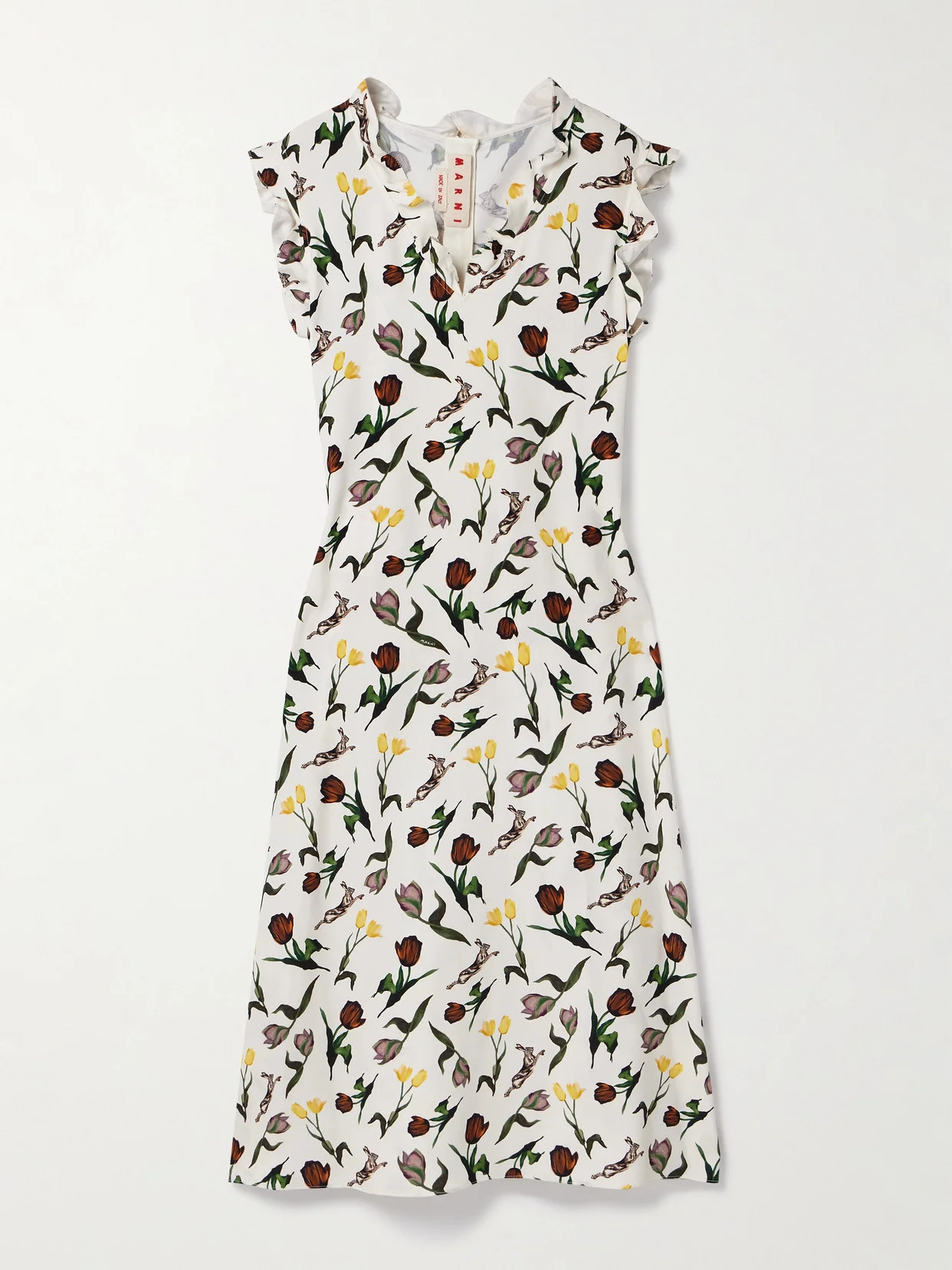 Ruffled Printed Crepe Midi Dress - 1