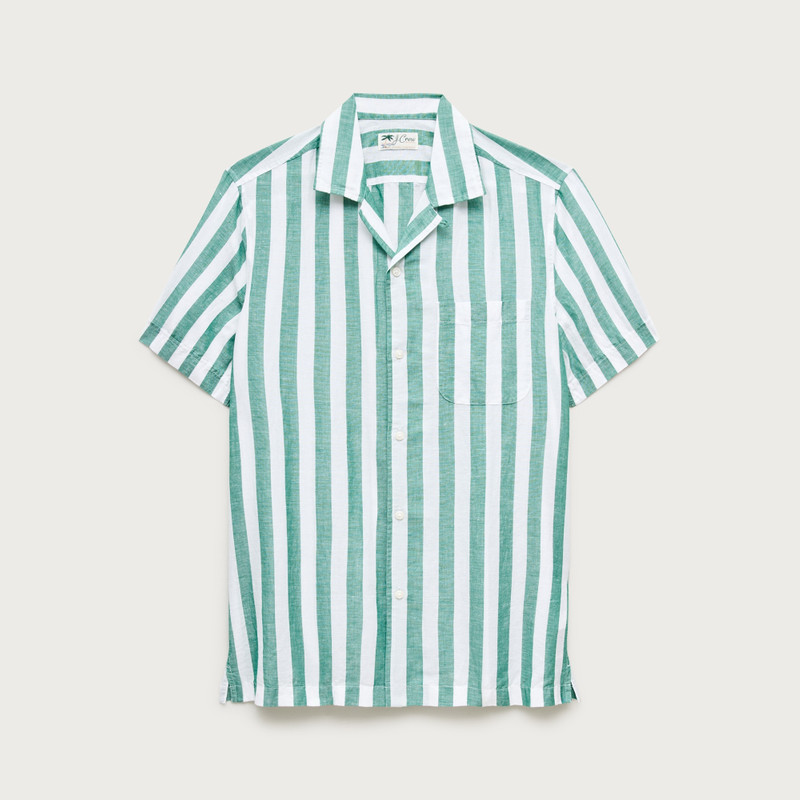 Short-sleeve camp-collar shirt in cotton-linen blend 1