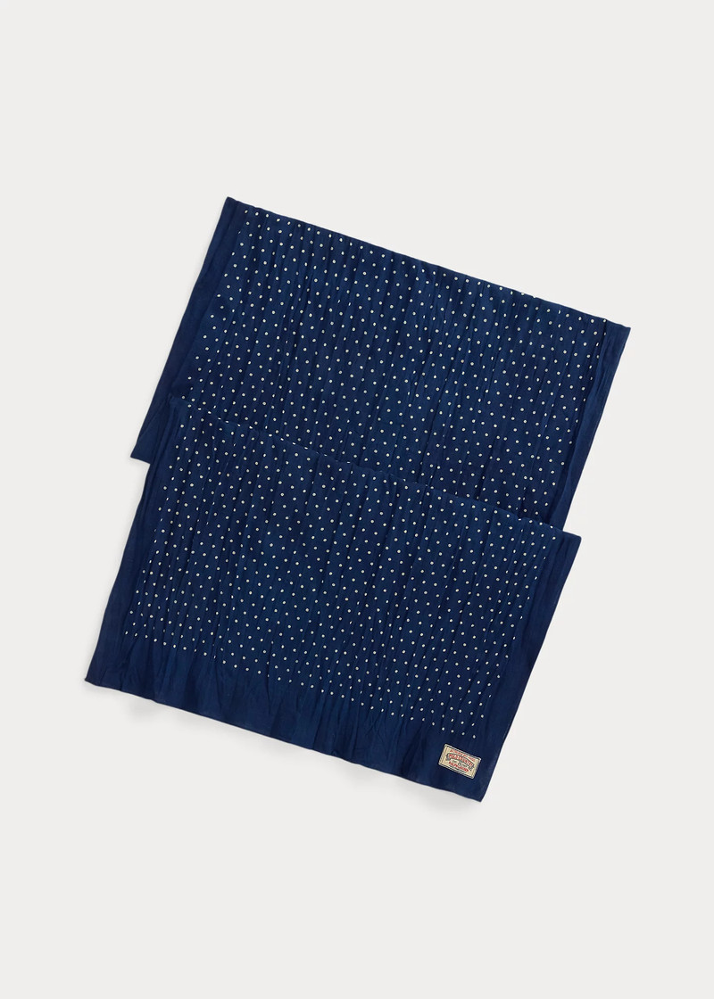 Indigo Dot-Print Cotton Scarf 1