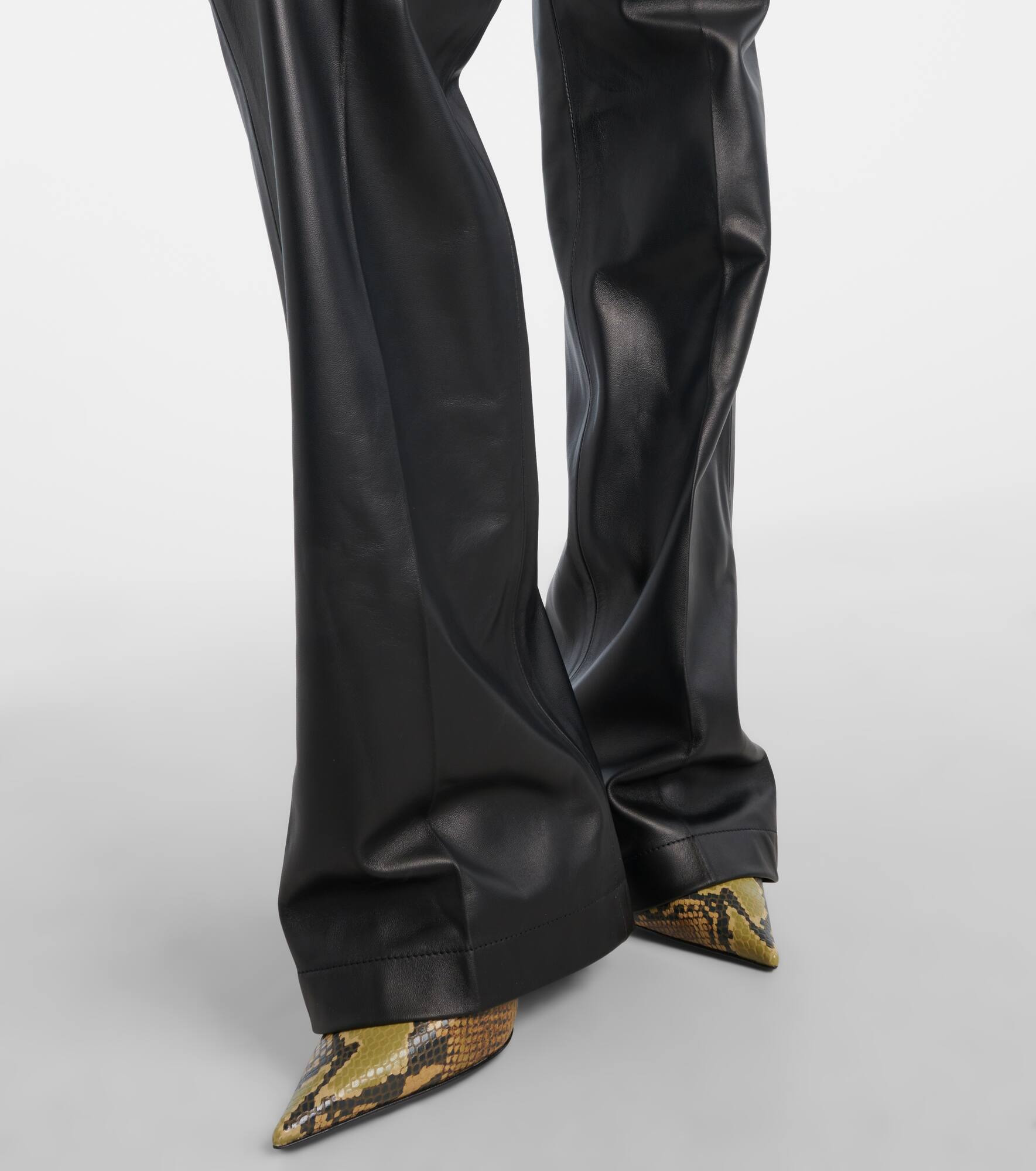 High-rise leather flared pants - 5