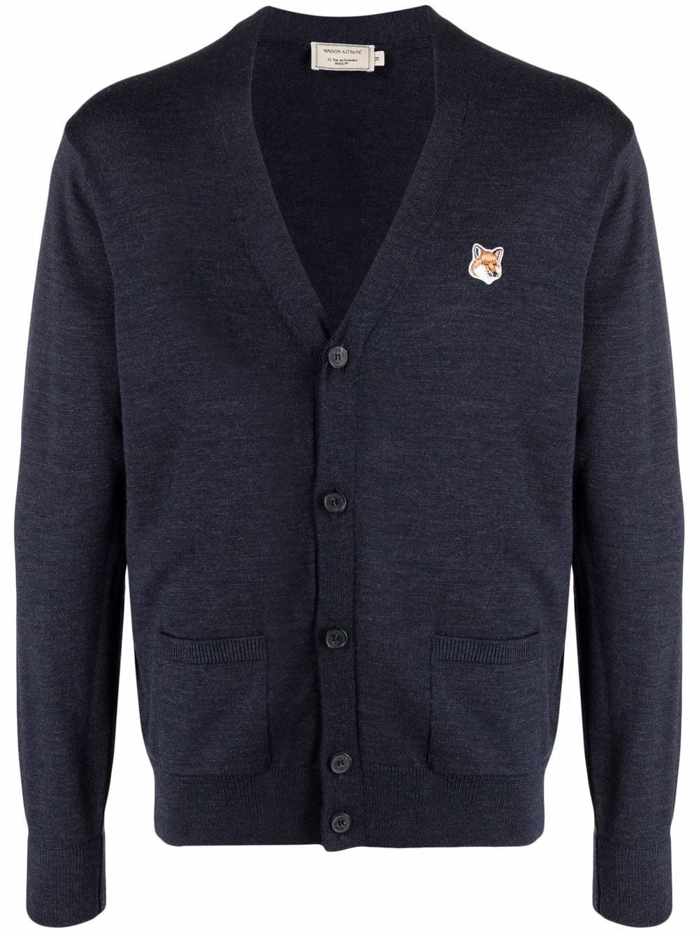 embroidered-logo wool cardigan - 1